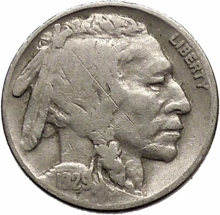 1929 BUFFALO NICKEL 5 Cents of United States of America USA Antique Coin i43728