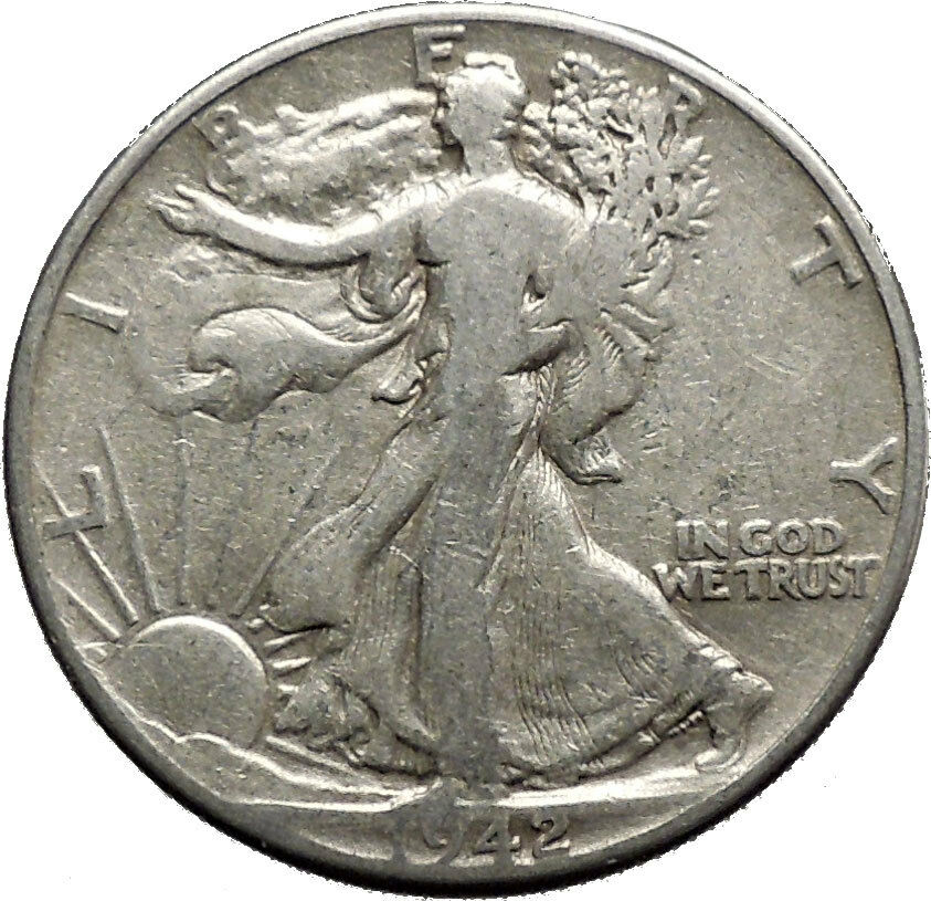 1942 WALKING LIBERTY Half Dollar Bald Eagle United States Silver Coin i44672