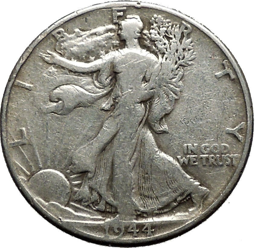 1944 WALKING LIBERTY Half Dollar Bald Eagle United States Silver Coin i44717