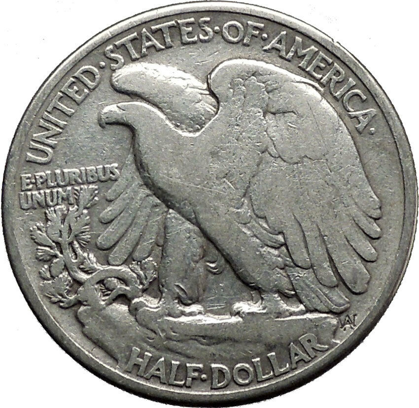 1943 WALKING LIBERTY Half Dollar Bald Eagle United States Silver Coin i45147