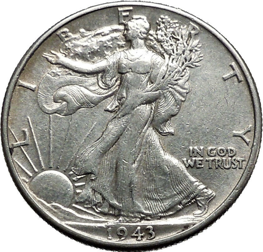 1943 WALKING LIBERTY Half Dollar Bald Eagle United States Silver Coin i44683