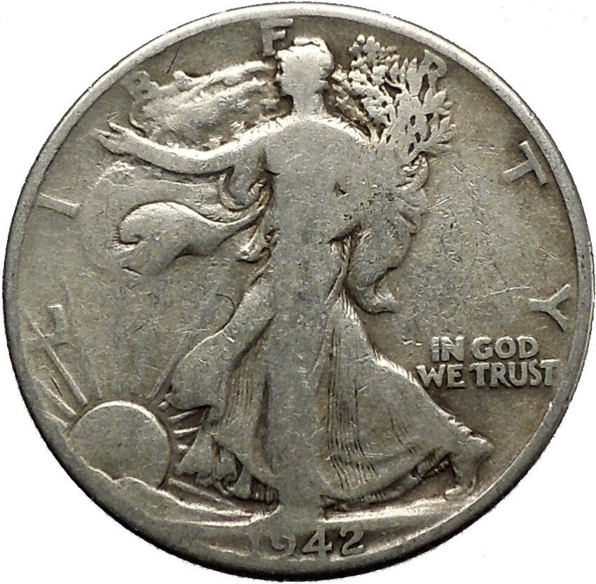 1942 WALKING LIBERTY Half Dollar Bald Eagle United States Silver Coin i45139