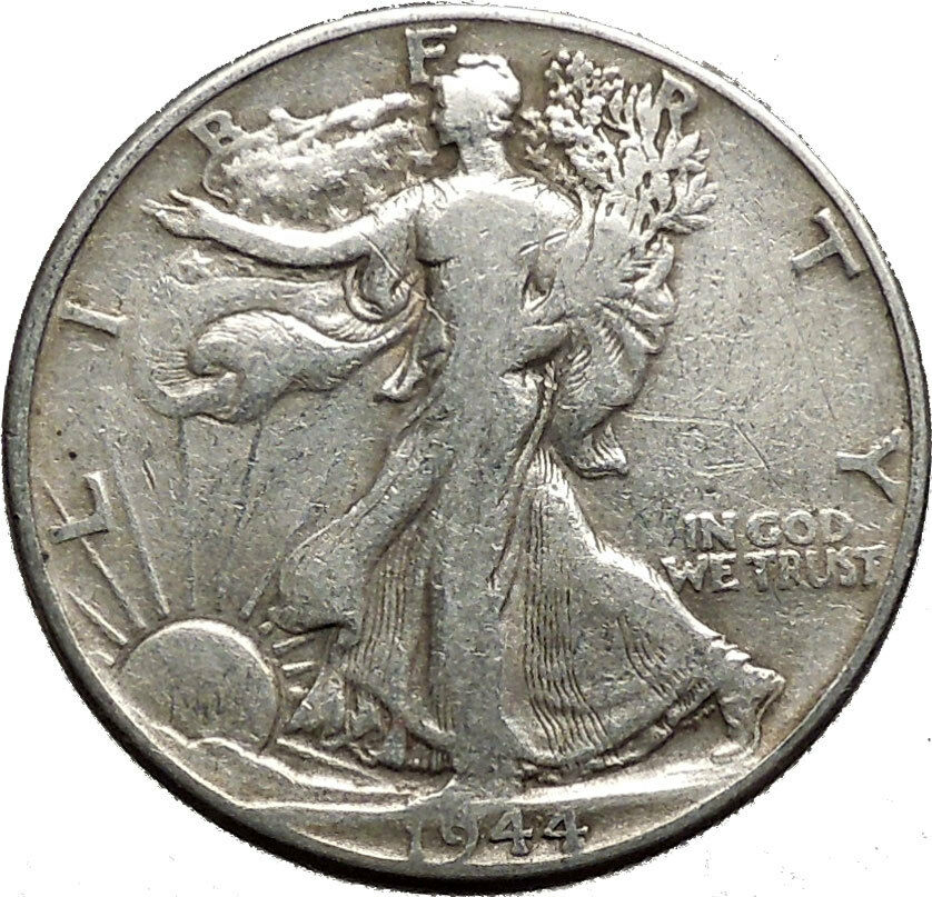 1944 WALKING LIBERTY Half Dollar Bald Eagle United States Silver Coin i44721