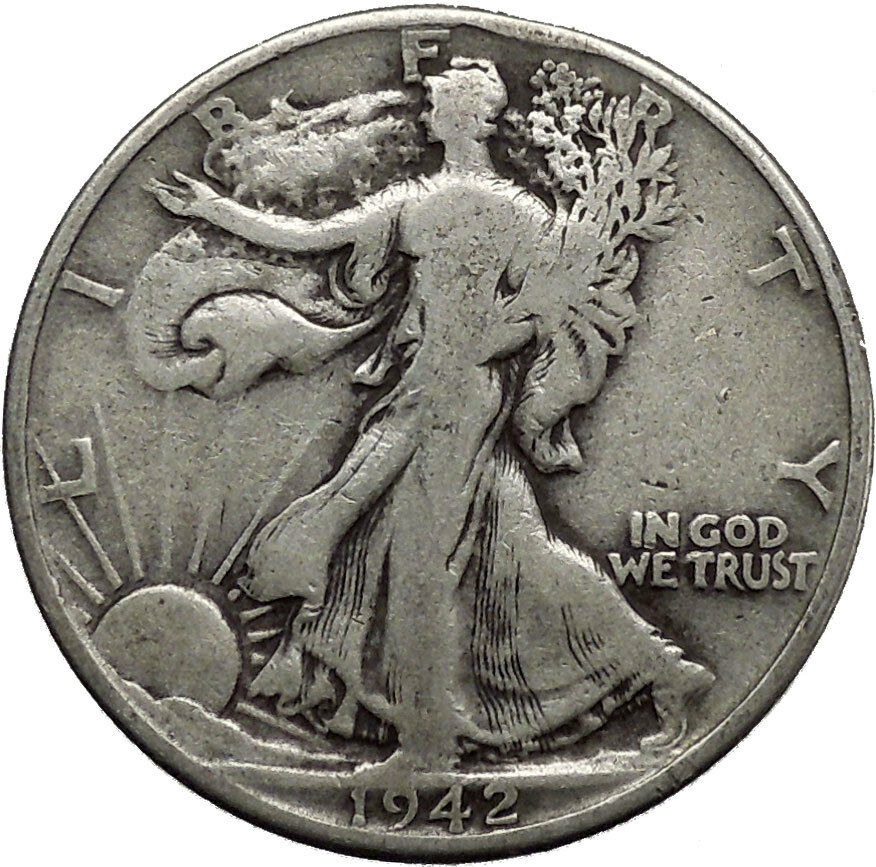 1942 WALKING LIBERTY Half Dollar Bald Eagle United States Silver Coin i45130