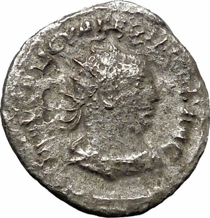 Valerian I & his son Gallienus sacrificing Rare Silver Ancient Roman Coin i46892