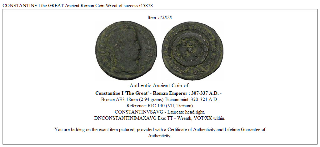 CONSTANTINE I the GREAT Ancient Roman Coin Wreat of success i45878