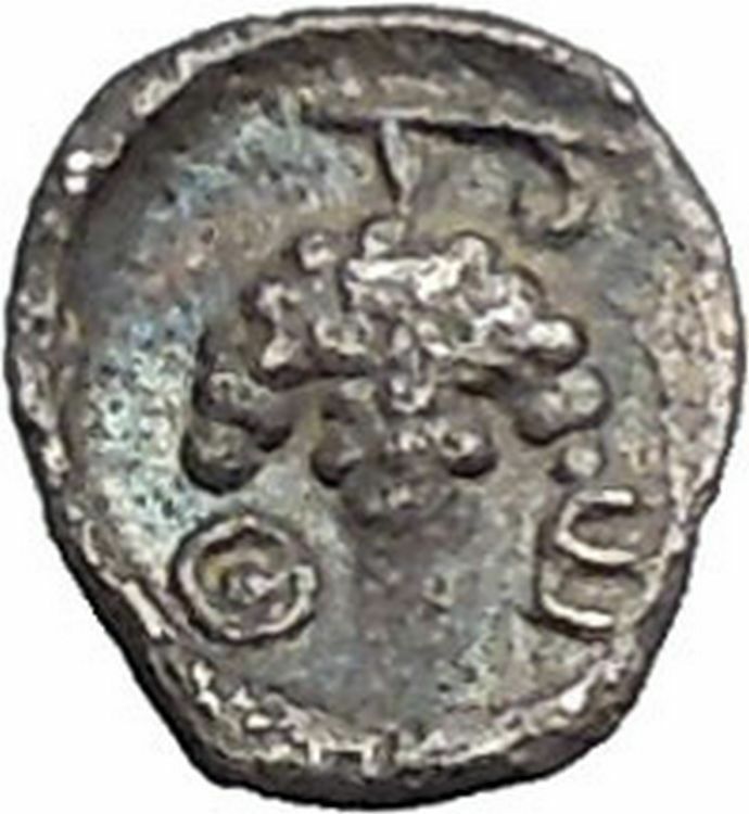 THEBES in BOIOTIA 395BC Tetartemorion Ancient Greek Coin Shield Grapes i48775