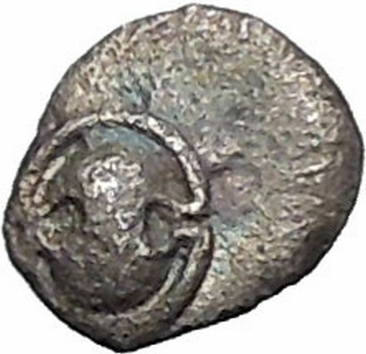 THEBES in BOIOTIA 395BC Tetartemorion Ancient Greek Coin Shield Grapes i48775