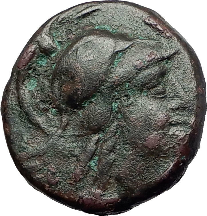 PERGAMON in MYSIA 133BC Athena Trophy Helmet Authentic Ancient Greek Coin i60841