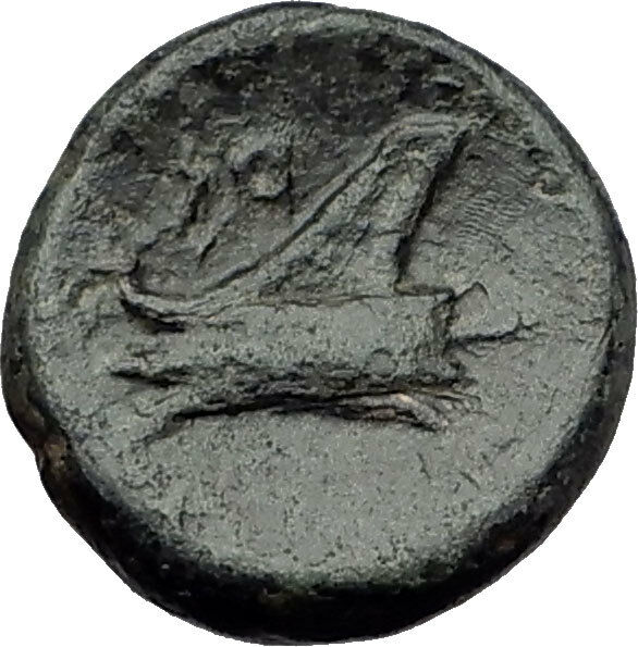 ARADOS in PHOENICIA 206BC Zeus Galley Ship RAM Genuine Ancient Greek Coin i60736