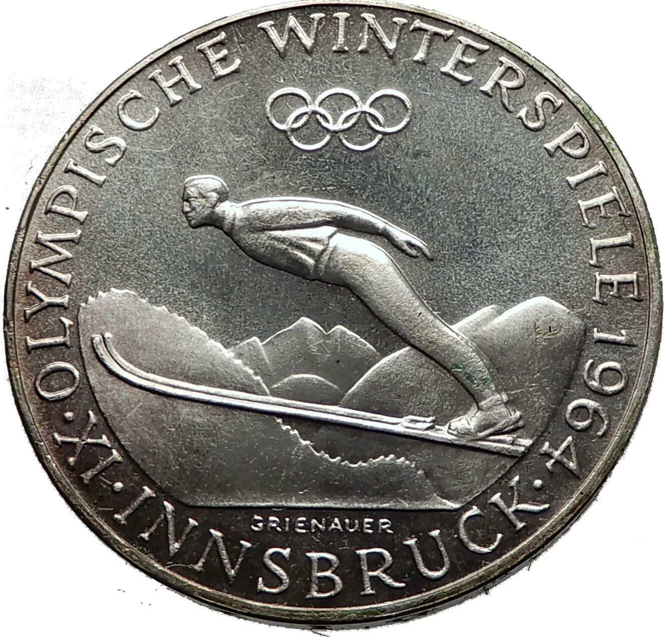 AUSTRIA Innsbruck Winter Olympic Games IX SKIING Silver Austrian Coin i60784