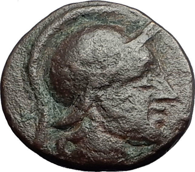 AIGAI in AEOLIS 2-1CenBC Authentic Ancient Greek Coin ATHENA & NUDE ZEUS i59785