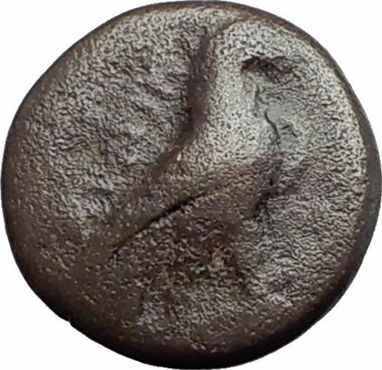 KYME in AEOLIS Original 350BC Authentic Ancient Greek Coin EAGLE & VASE i62764