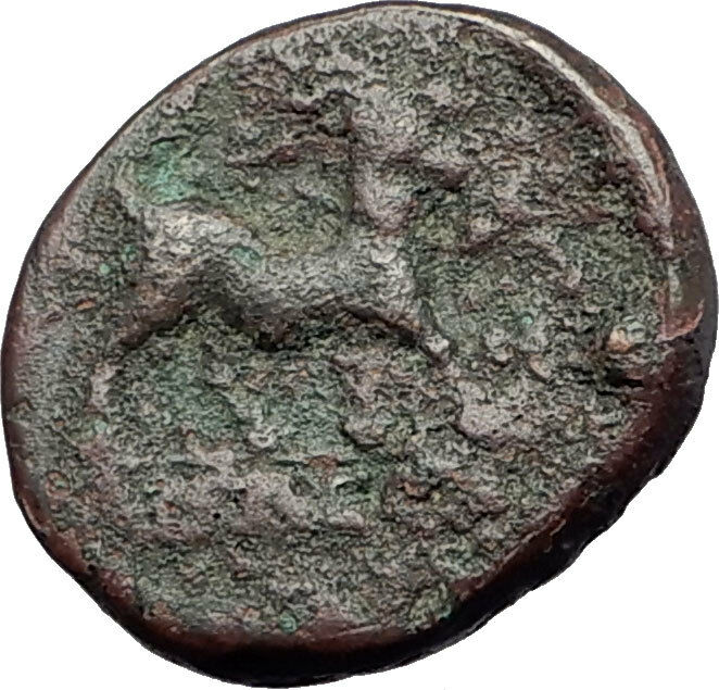 AIGAI in AEOLIS 2-1stCenBC Authentic Ancient Greek Coin APOLLO & GOAT i61563