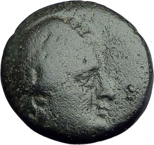 AIGAI in AEOLIS 2-1stCenBC Authentic Ancient Greek Coin APOLLO & GOAT i62640