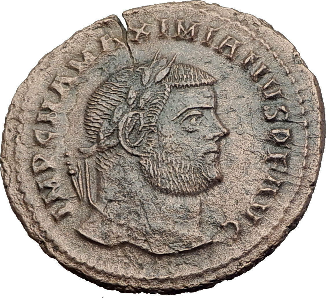 MAXIMIAN 297AD Big Follis Authentic Genuine Ancient Roman Coin Genius i63198