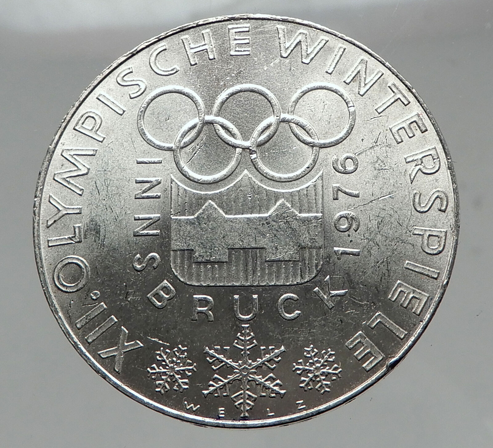 1976 AUSTRIA Innsbruck Winter OLYMPIC Games 100 Schilling Silver Coin i63016