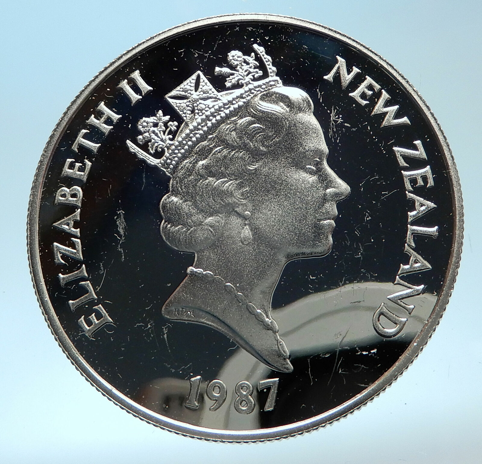 1987 NEW ZEALAND Queen Elizabeth II National Parks Genuine Silver $1 Coin i77498