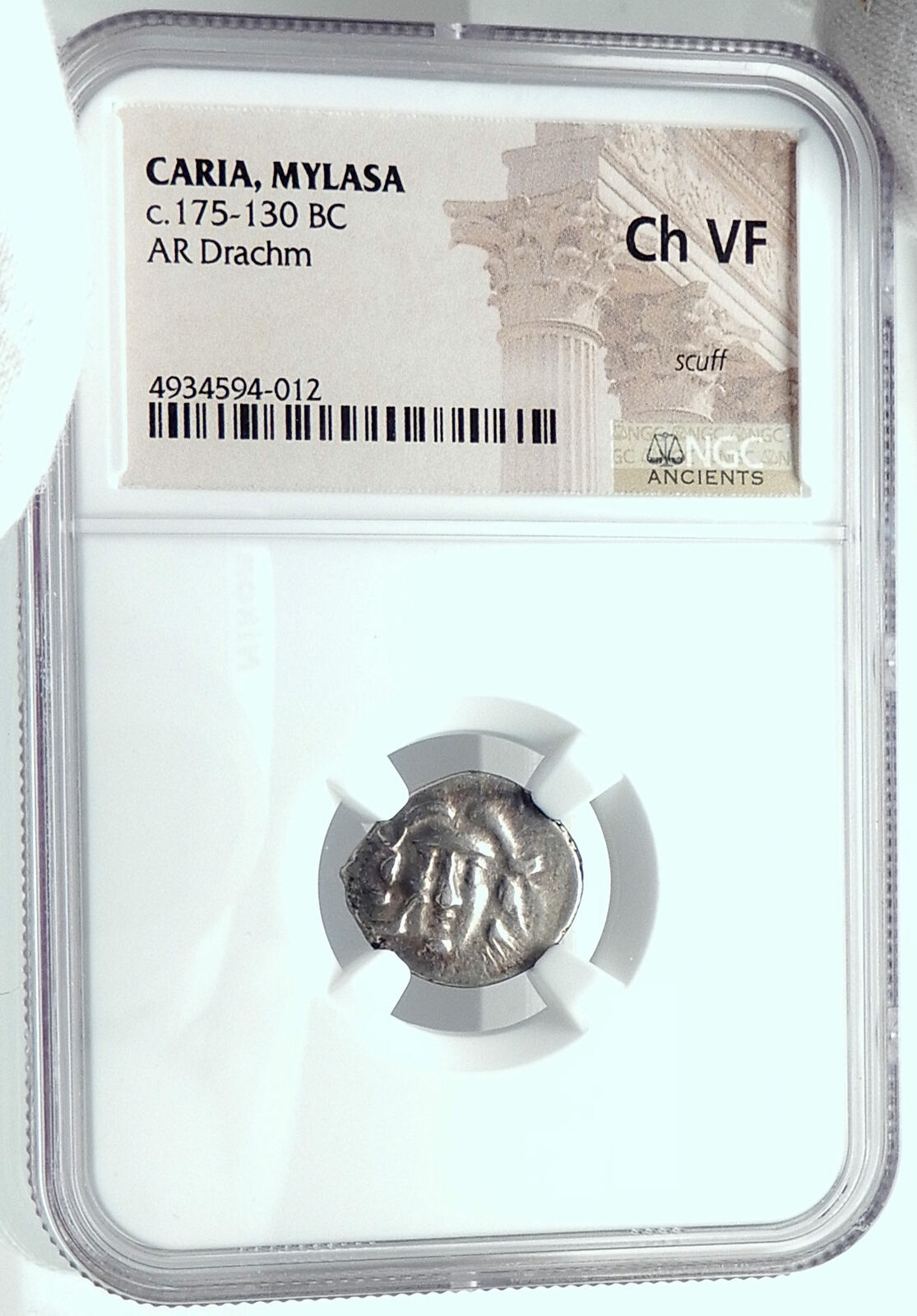 MYLASA in CARIA like Rhodes 175BC SILVER Greek Coin HELIOS ROSE NGC i78002