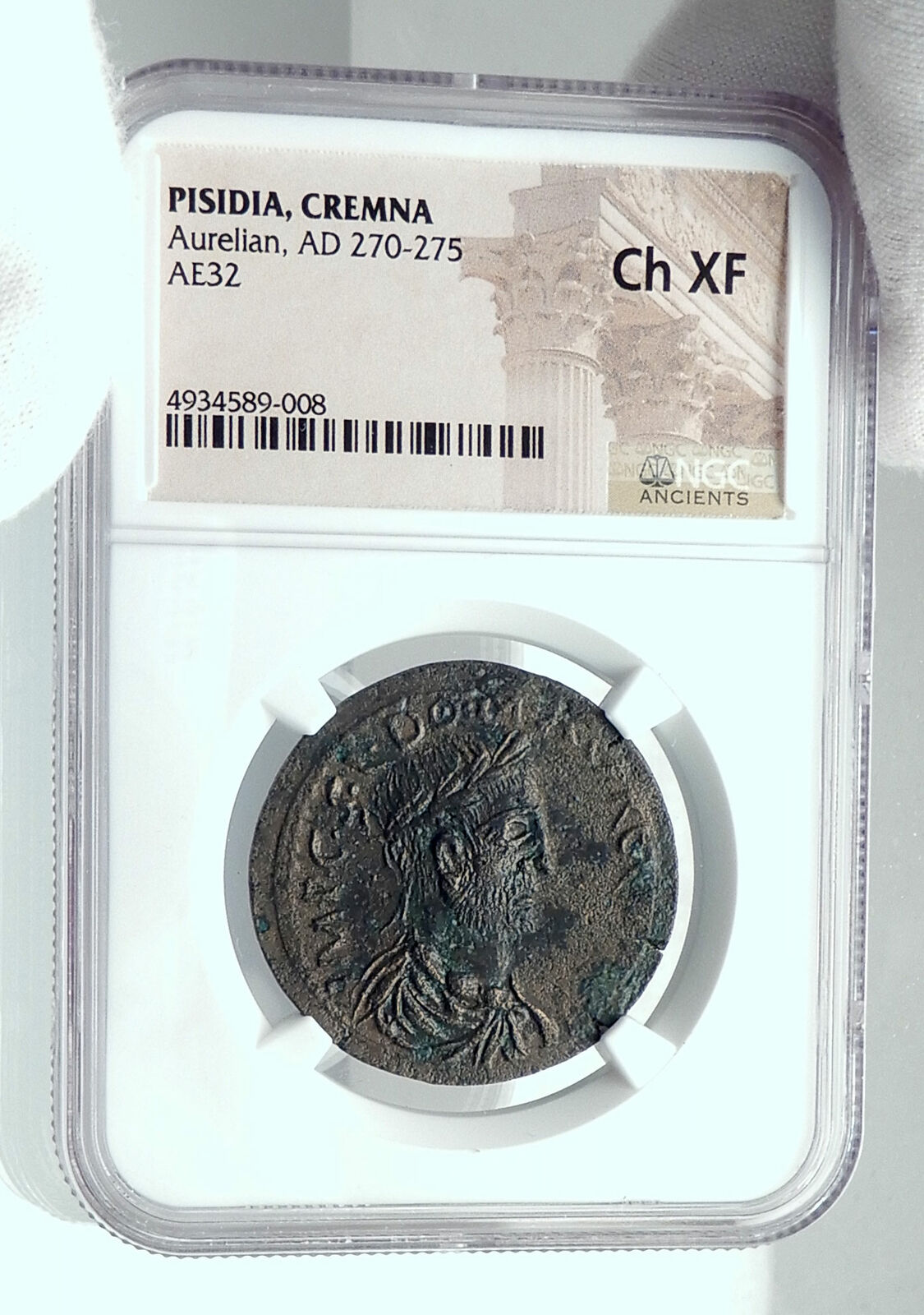 AURELIAN Authentic Ancient 270AD CREMNA PISIDIA Rare Roman Coin TYCHE NGC i78672