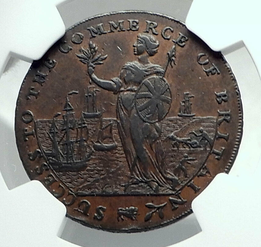 1794 ENGLAND Lincolnshire CONDER TOKEN 1/2 Penny Coin w BRITANNIA NGC i79201