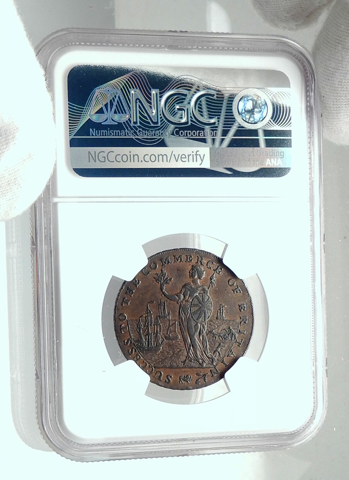 1794 ENGLAND Lincolnshire CONDER TOKEN 1/2 Penny Coin w BRITANNIA NGC i79201