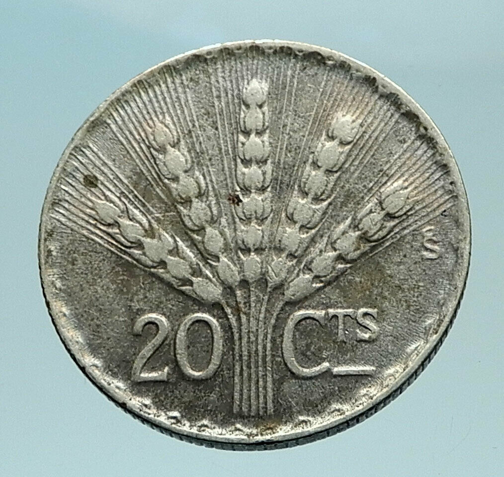 1942 URUGUAY Vintage WWII Time Wheat Antique Genuine Silver 20 CENT Coin i79476