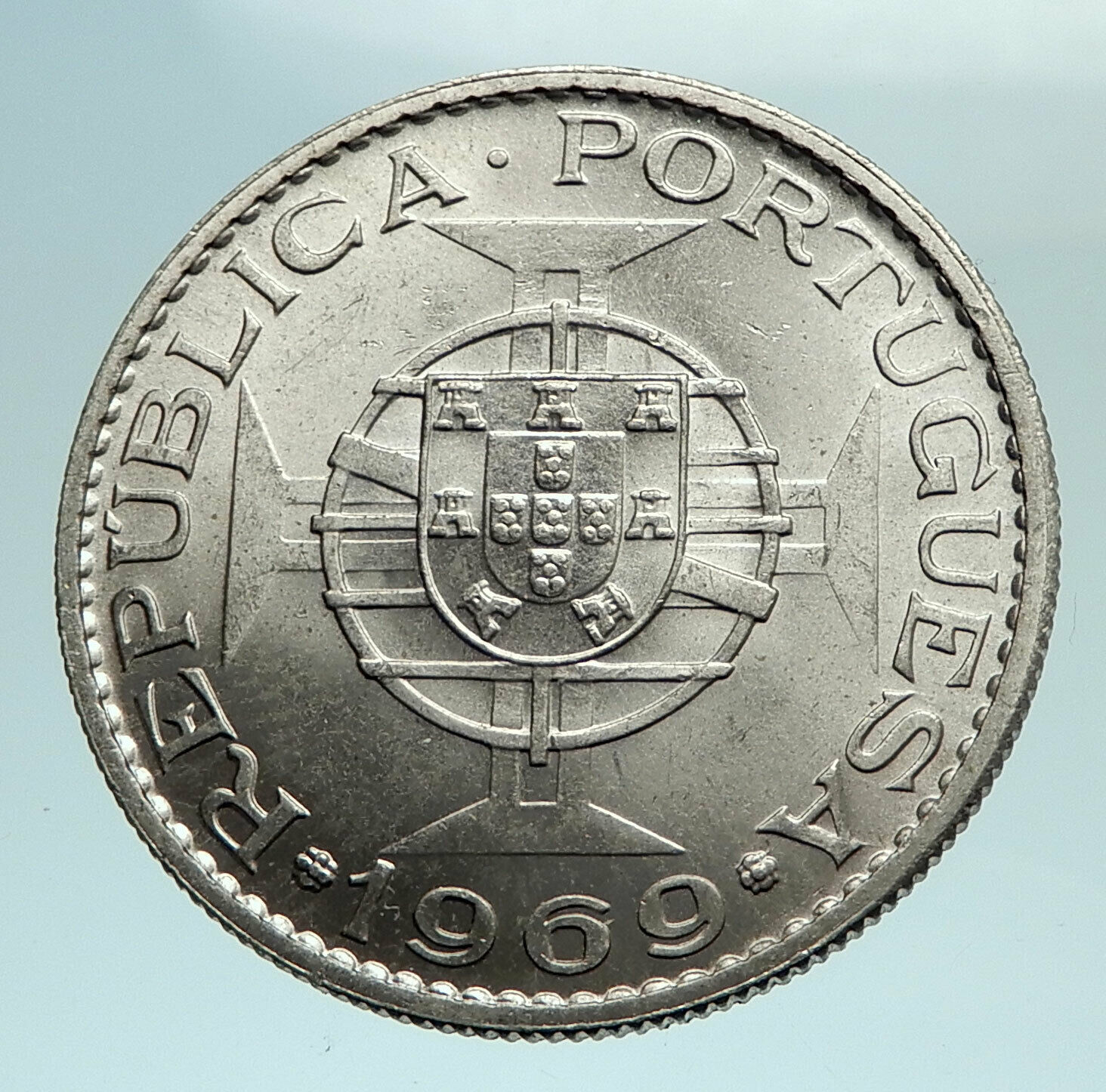 1969 ANGOLA under PORTUGAL Five Crowns Antique Genuine 10 Escudos Coin i79479