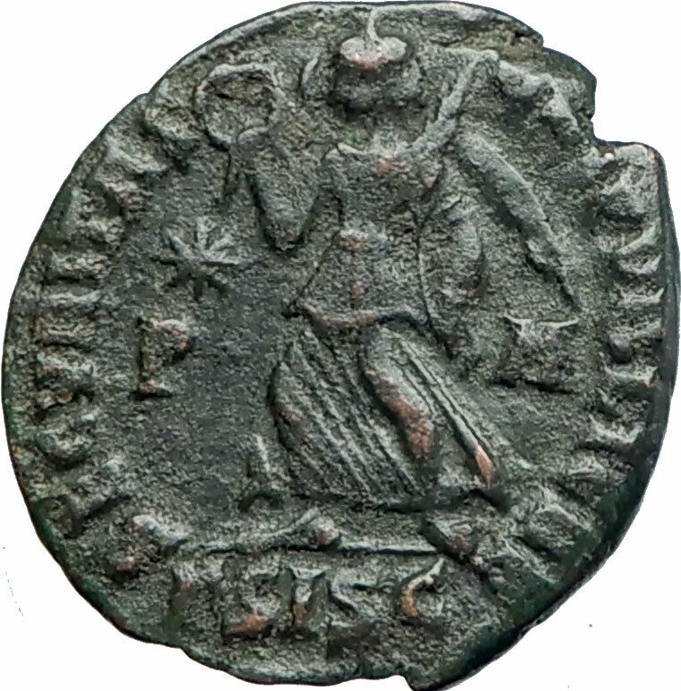 VALENTINIAN I 364AD Authentic Ancient Roman Coin ANGEL VICTORY NIKE i80234