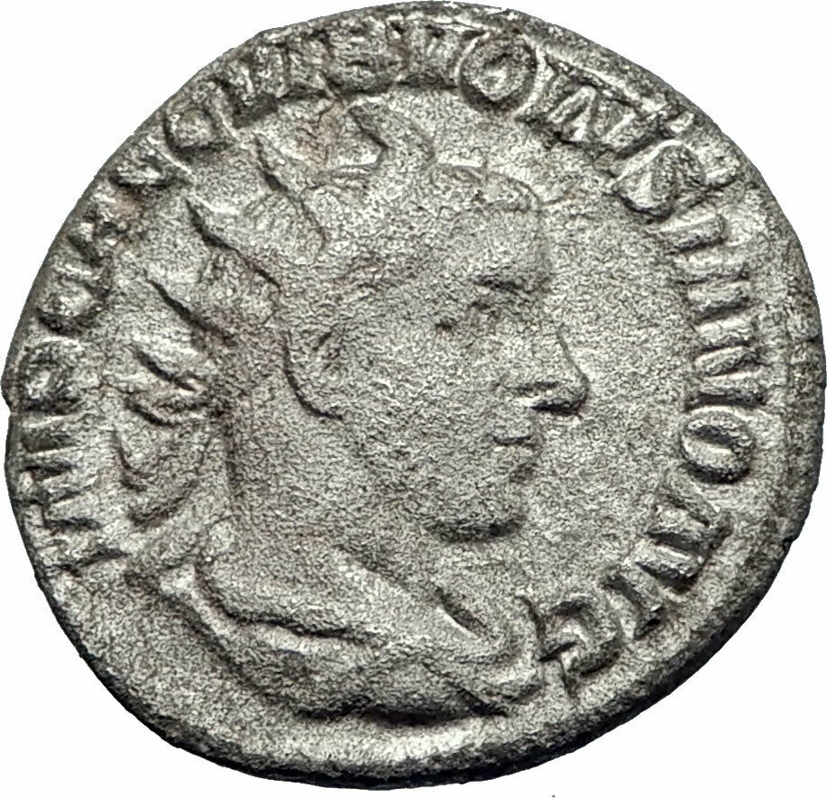 VOLUSIAN Authentic Ancient 252AD Rome Silver Roman Coin w PAX PEACE Rare i79926