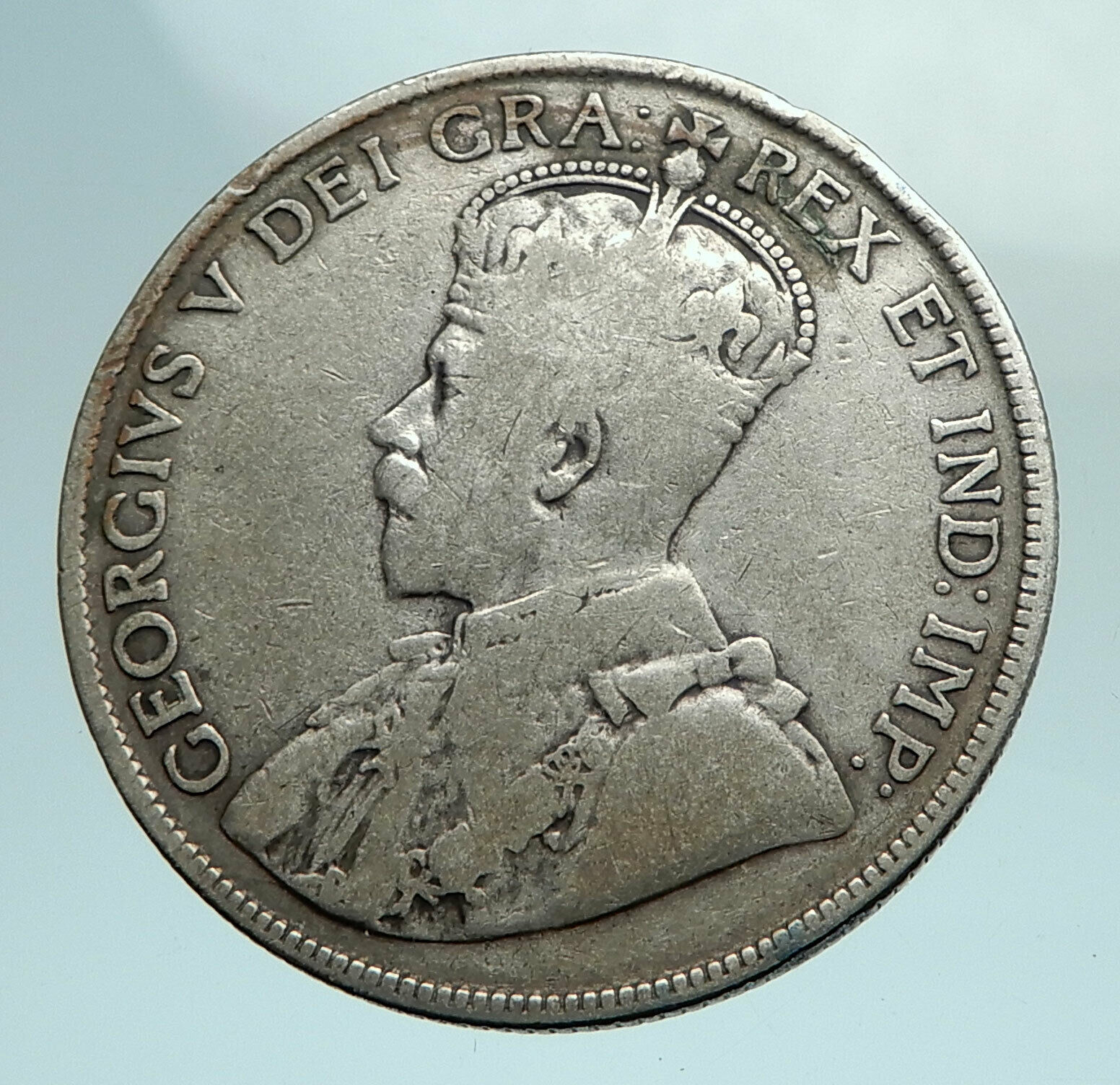 1916 CANADA UK King George V Genuine Antique SILVER 50 CENTS Coin i79485