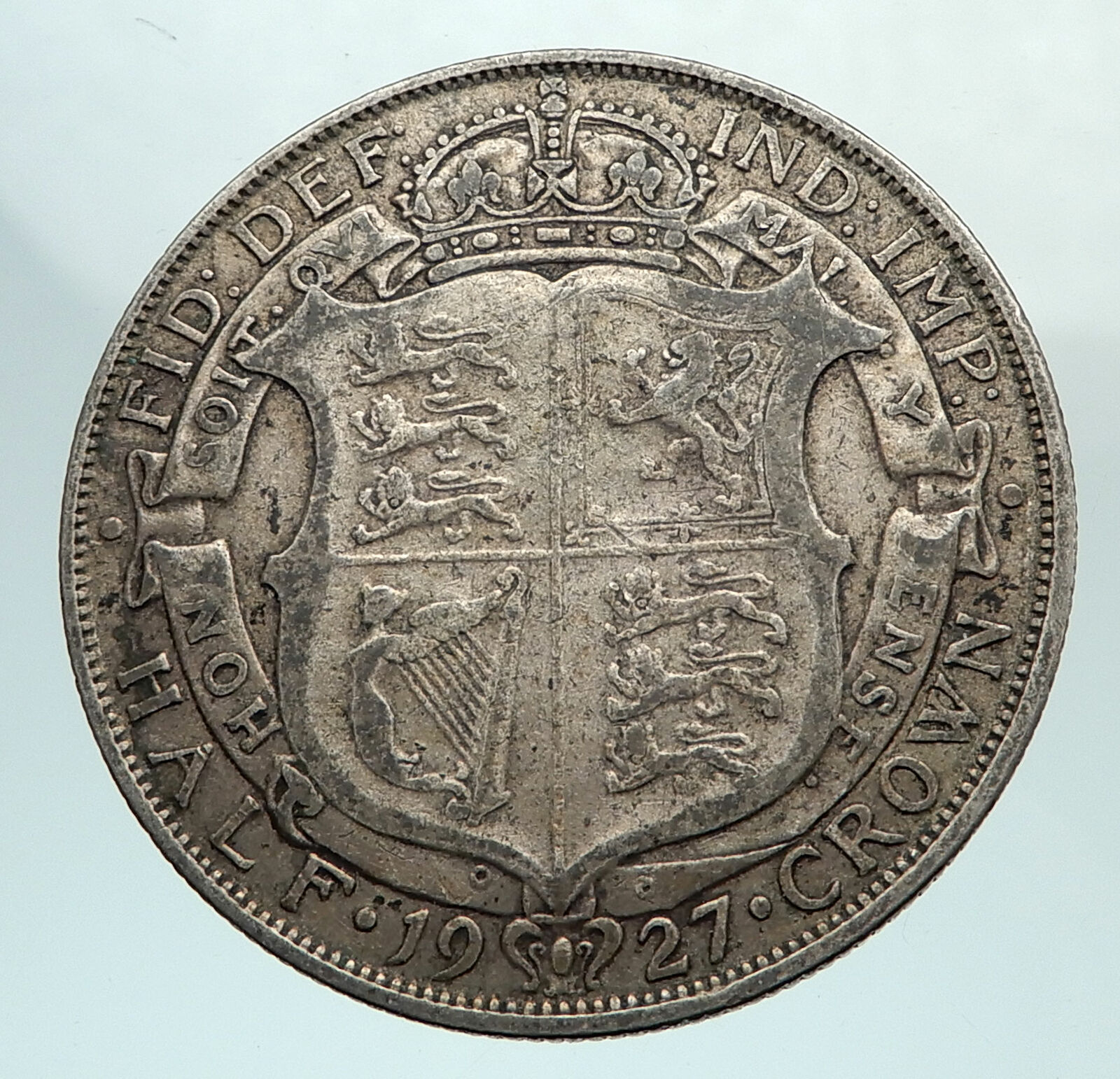 1927 Great Britain United Kingdom UK King GEORGE V Silver Half Crown Coin i80115