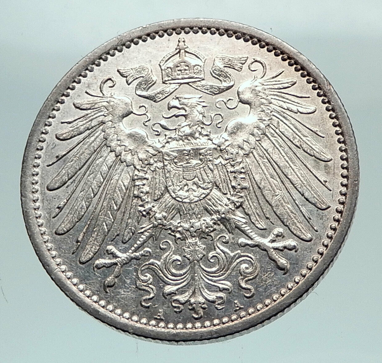 1915 GERMANY WILHELM II w Eagle Antique German Empire Silver 1 Mark Coin i80173