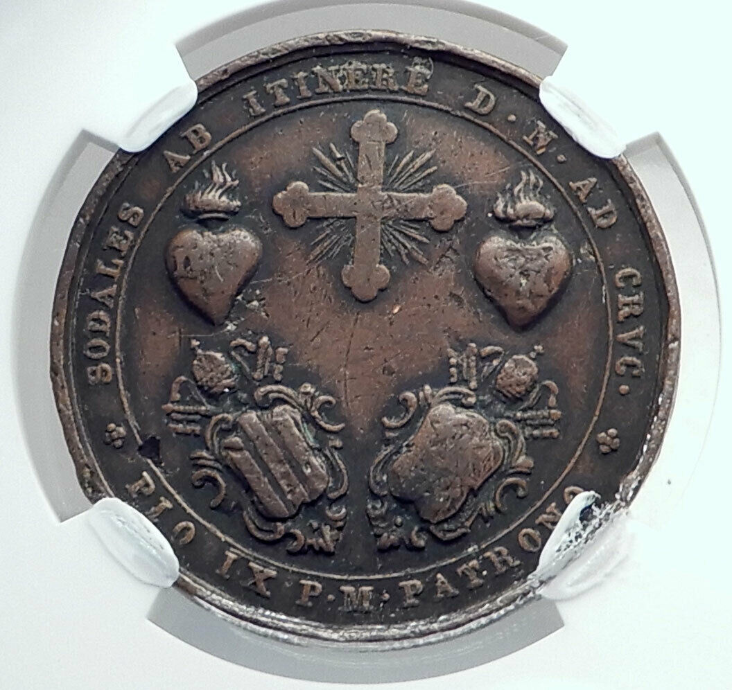 1851 ITALY Vatican Pope Pius IX Antique Medal Via Crucs & COLOSSEUM NGC i81260