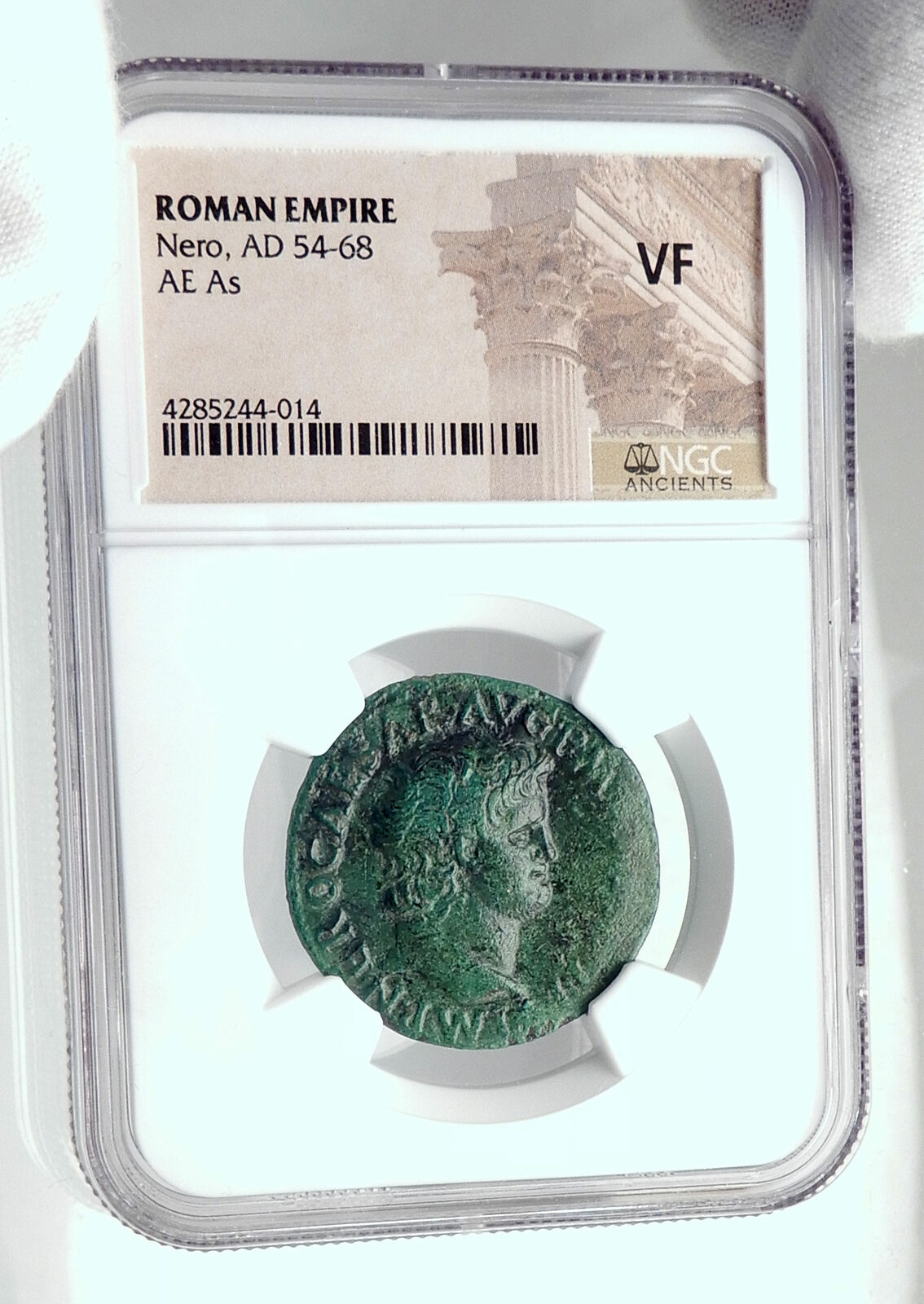 NERO Authentic Ancient 66AD Lyons Genuine Original Roman Coin VICTORY NGC i80698