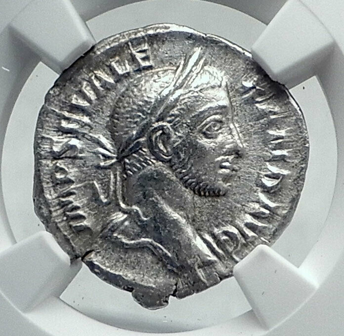 SEVERUS ALEXANDER Authentic Ancient 225AD Silver Roman Coin w FIDES NGC i81425