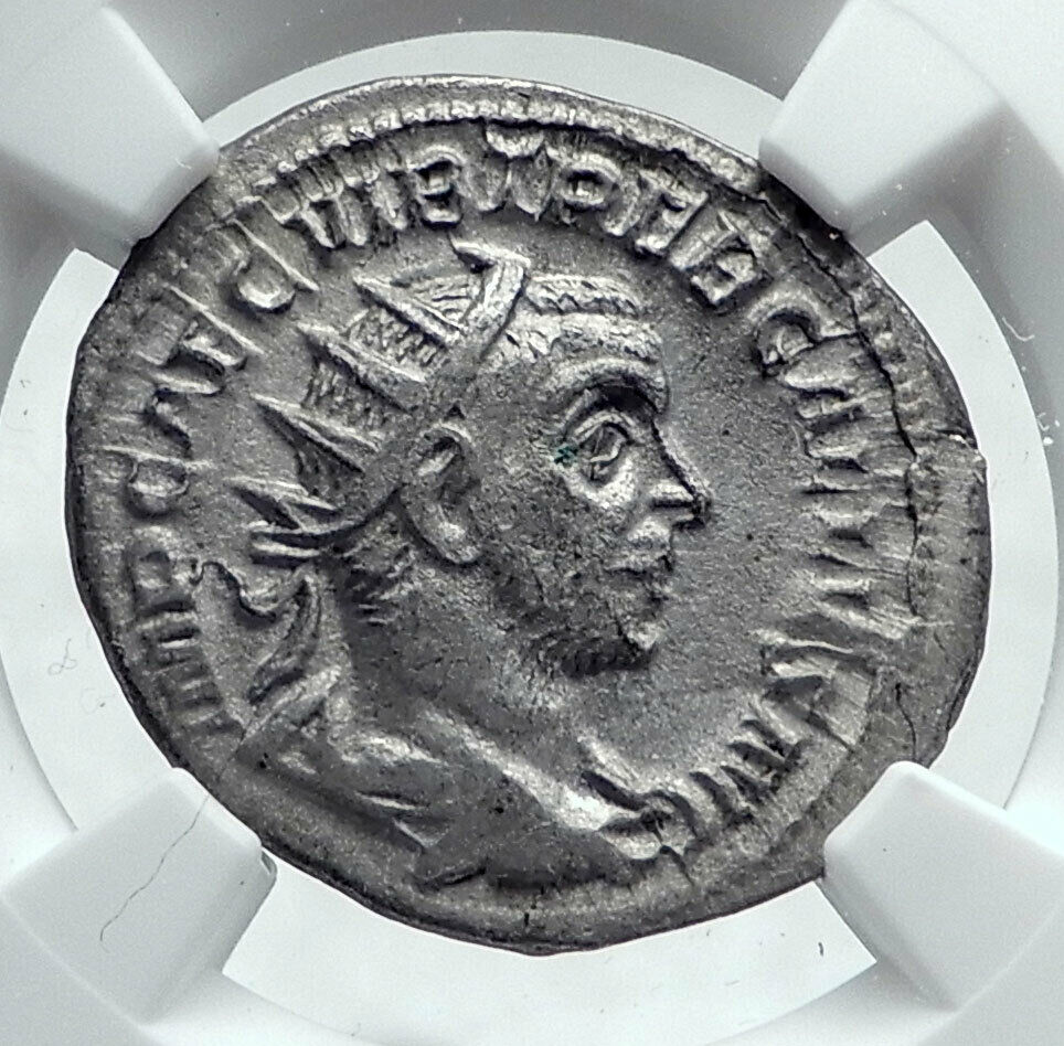 TREBONIANUS GALLUS Original Ancient 251AD Silver Roman Coin FELICITAS NGC i81412