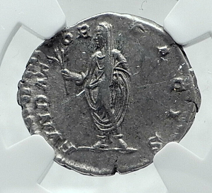 SEPTIMIUS SEVERUS Authentic Ancient 201AD Rome Silver Roman Coin NGC i81414