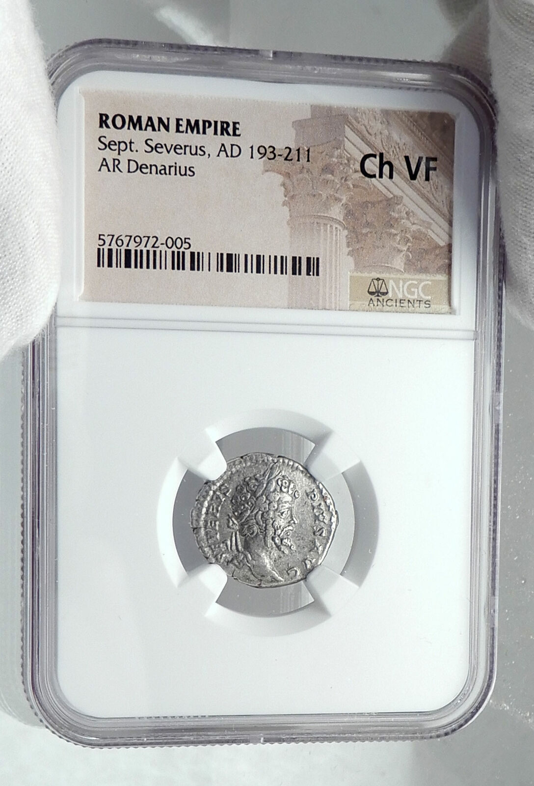 SEPTIMIUS SEVERUS Authentic Ancient 201AD Rome Silver Roman Coin NGC i81414