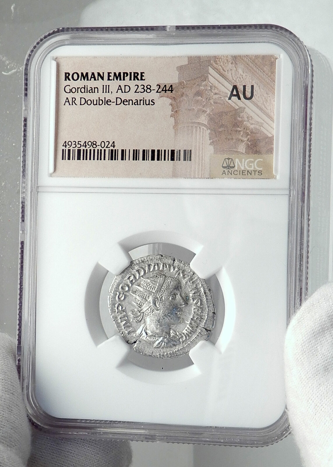 GORDIAN III Authentic Ancient 241AD Rome Silver Roman Coin APOLLO NGC i81432