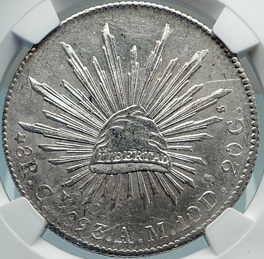 1893 CN AM MEXICO BIG Silver 8 Reales Antique Mexican Coin Eagle NGC MS i81886