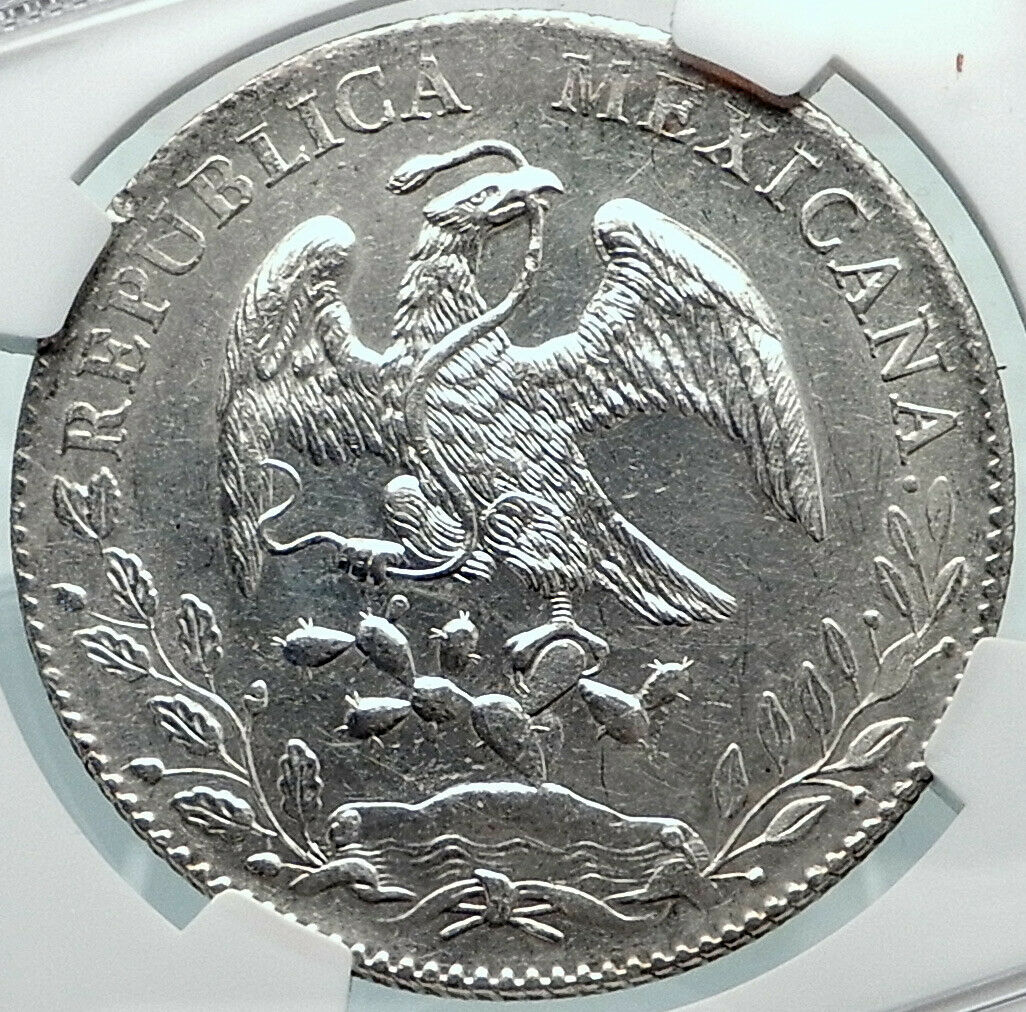 1893 CN AM MEXICO BIG Silver 8 Reales Antique Mexican Coin Eagle NGC MS i81886