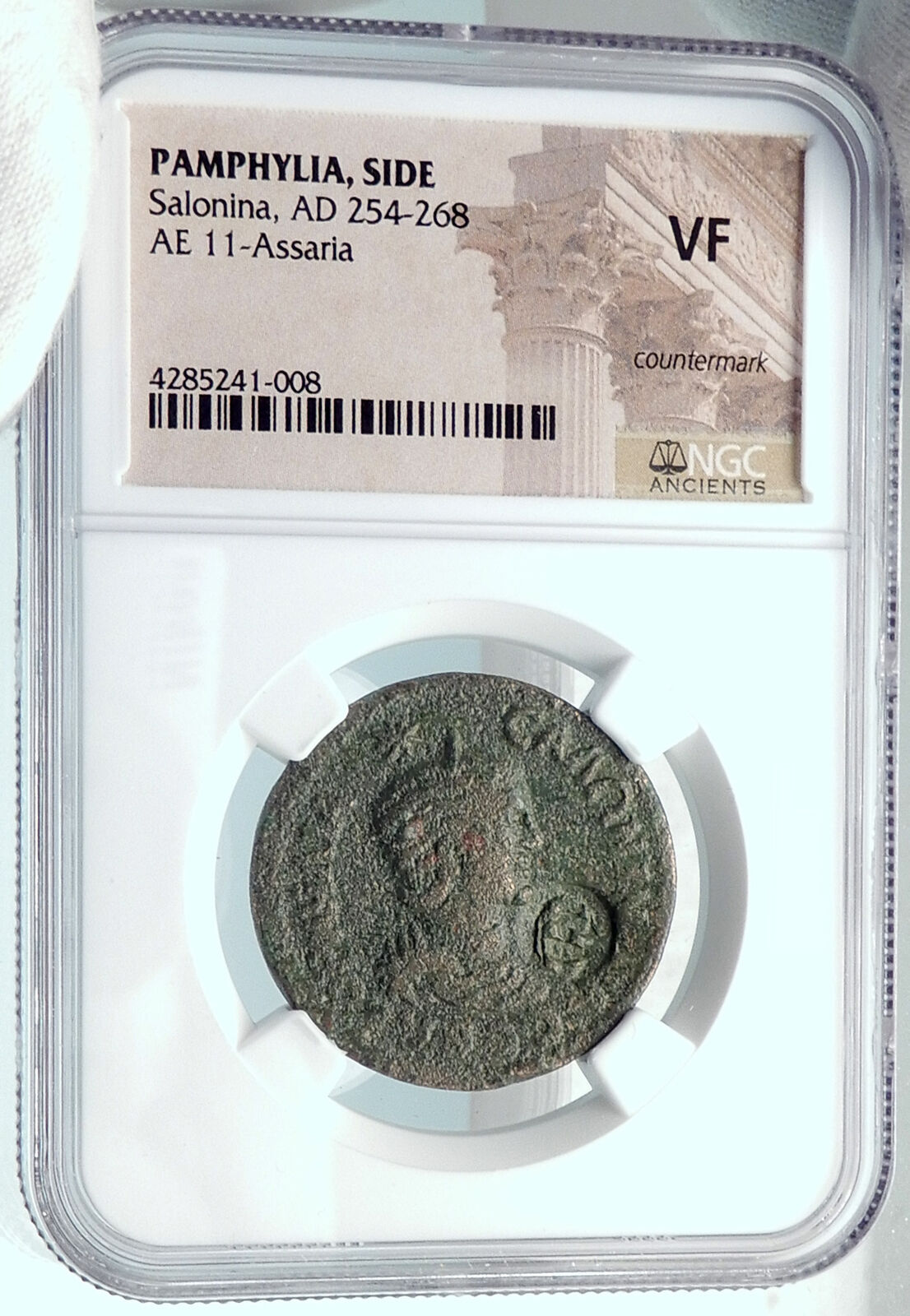 SALONINA wife of GALLIENUS Side Pamphylia Ancient Roman Coin APOLLO NGC i81875