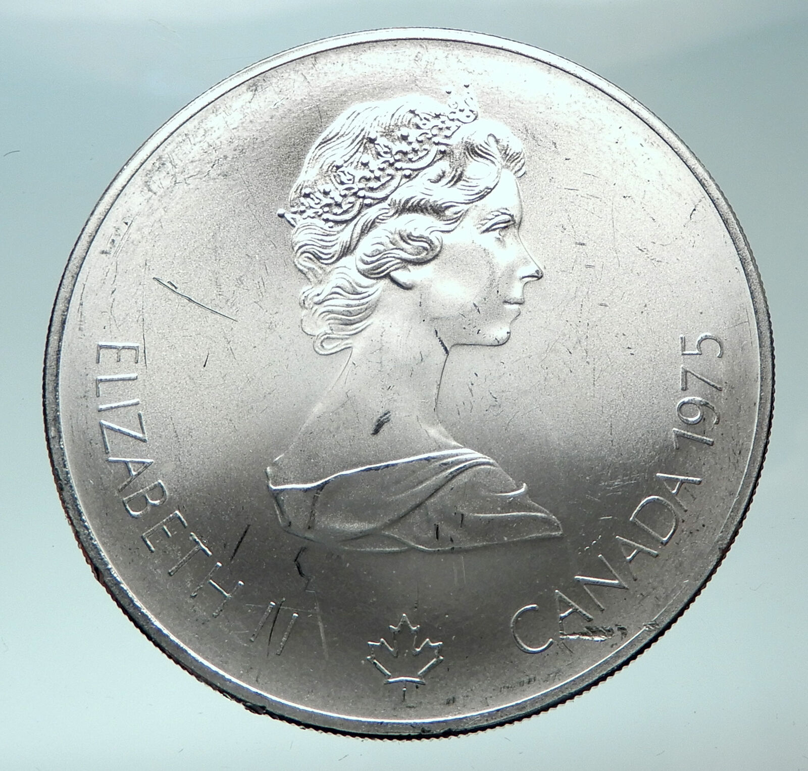 1975 CANADA Queen Elizabeth II Olympics Javelin Athlete Silver $5 Coin i82004