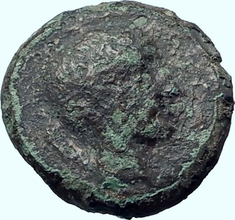 Leontini in Sicily 405BC Authentic Ancient Greek Coin APOLLO TRIPOD i41357