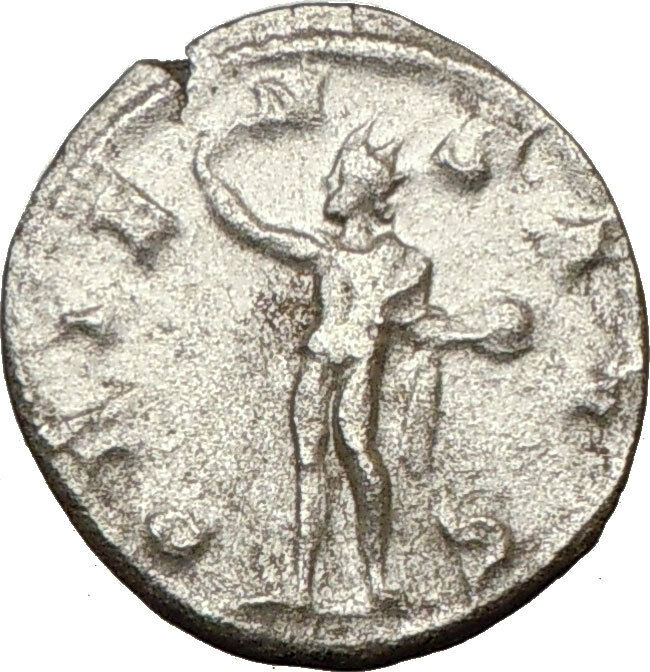 GORDIAN III 243AD Silver Roman Coin Nude SOL SUN GOD w globe i19082