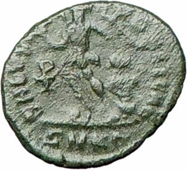 ARCADIUS 383AD Rare Ancient Roman Coin VICTORY NIKE Chi-Rho Christ i27900