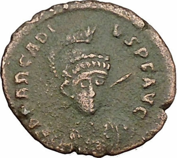 Arcadius facing RARE 401AD Ancient Roman Coin Constantinopolis seated i39416