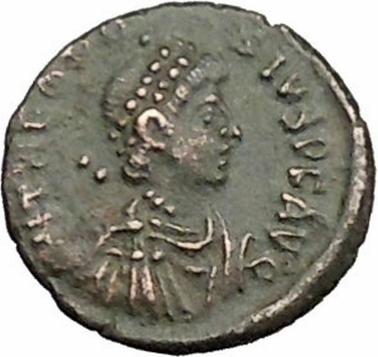 THEODOSIUS I 379AD Authentic Ancient Roman Coin Wreath of success i39484