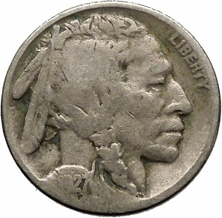 1927 BUFFALO NICKEL 5 Cents of United States of America USA Antique Coin i43690